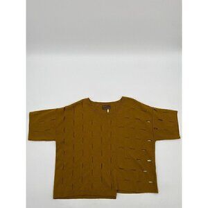 Kerisma Yellow Slitted Knit Sweater Casual Crew Neck Blouse Size O/S